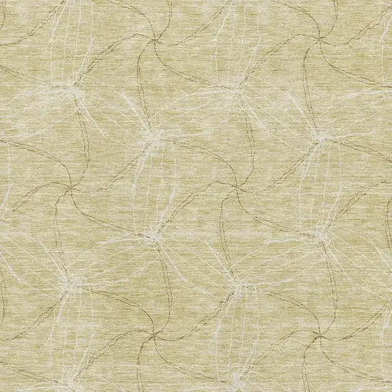 Wheat And Ivory Geometric Washable Area Rug With UV Protection Photo 2