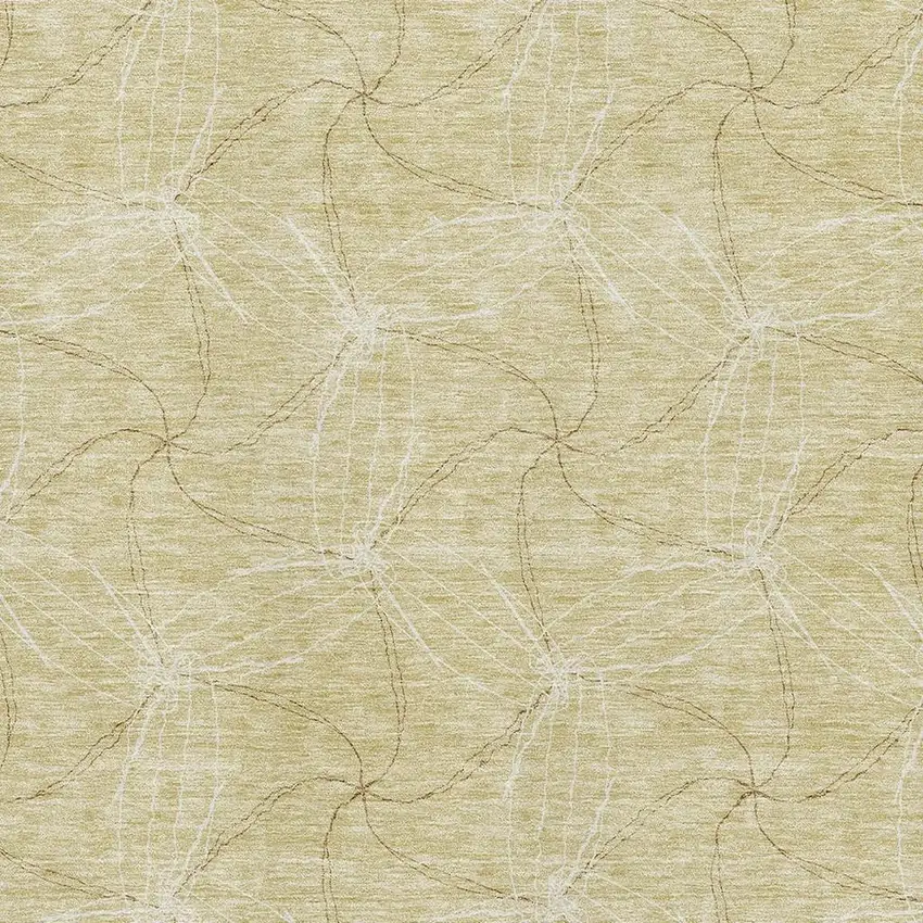 Wheat And Ivory Geometric Washable Area Rug With UV Protection Photo 2