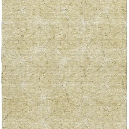 Wheat And Ivory Geometric Washable Area Rug With UV Protection Photo 3