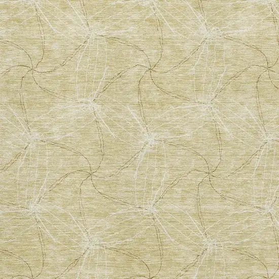 Wheat And Ivory Geometric Washable Area Rug With UV Protection Photo 2