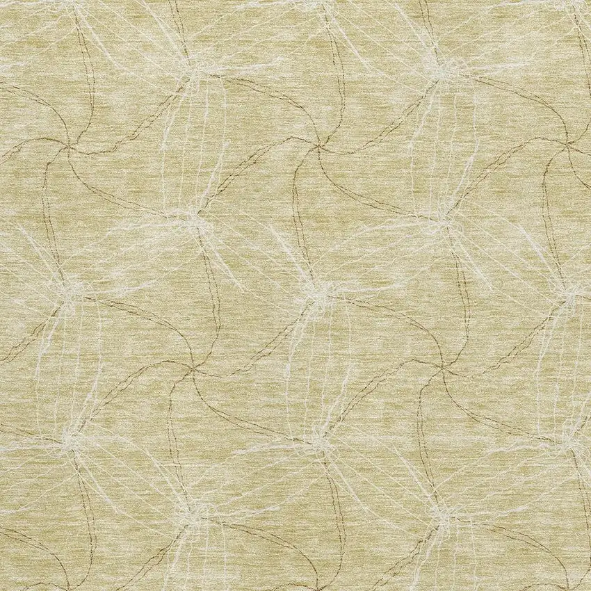 Wheat And Ivory Geometric Washable Area Rug With UV Protection Photo 2