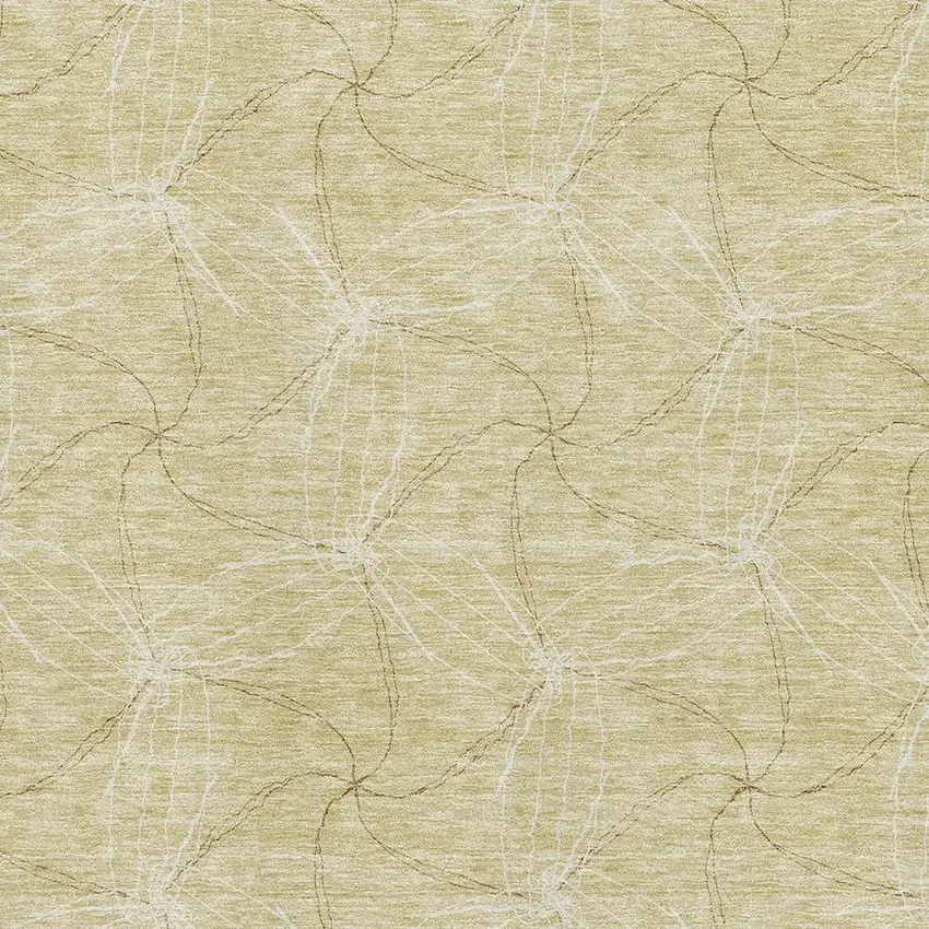 Wheat And Ivory Geometric Washable Area Rug With UV Protection Photo 2