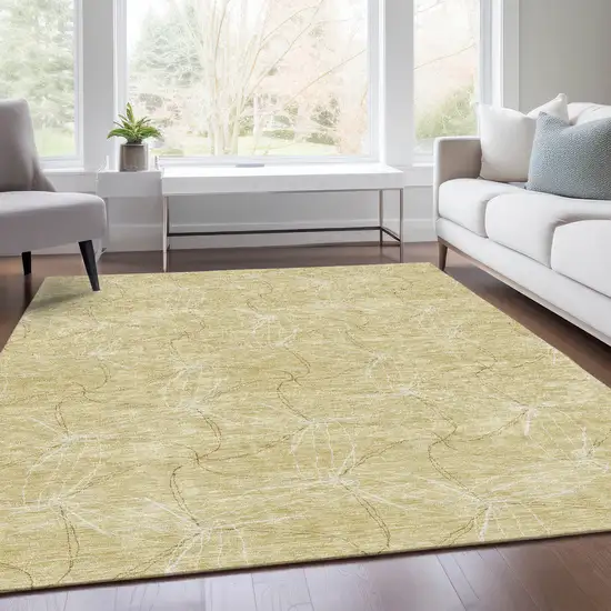Wheat And Ivory Geometric Washable Area Rug With UV Protection Photo 6