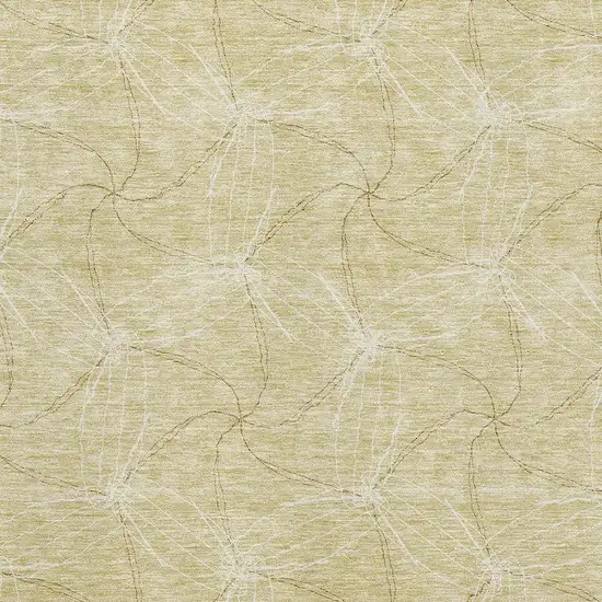 Wheat And Ivory Geometric Washable Area Rug With UV Protection Photo 2