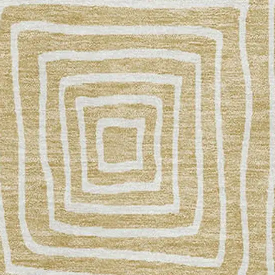 Wheat And Ivory Geometric Washable Area Rug With UV Protection Photo 2