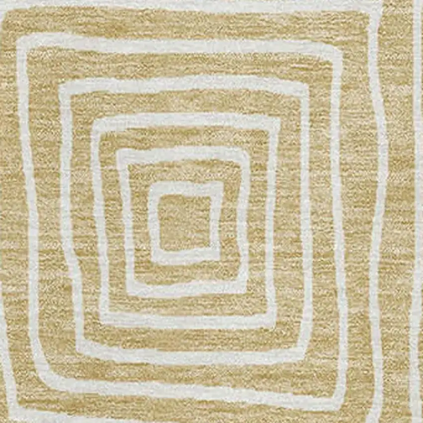 Wheat And Ivory Geometric Washable Area Rug With UV Protection Photo 2