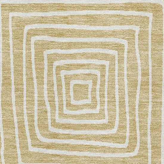 Wheat And Ivory Geometric Washable Area Rug With UV Protection Photo 3