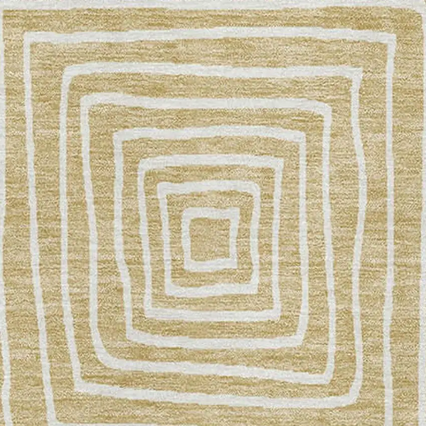 Wheat And Ivory Geometric Washable Area Rug With UV Protection Photo 3