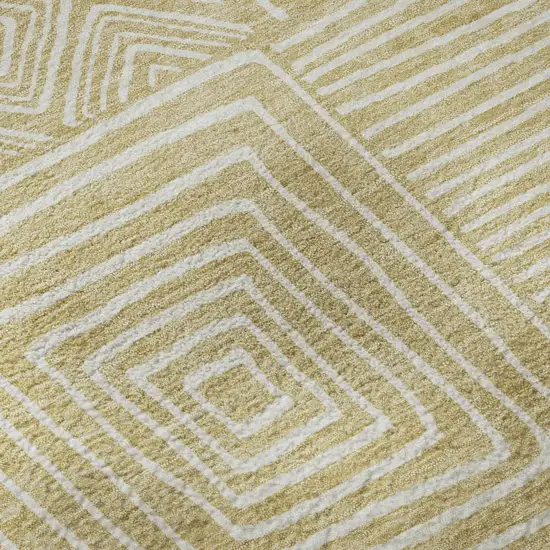 Wheat And Ivory Geometric Washable Area Rug With UV Protection Photo 9