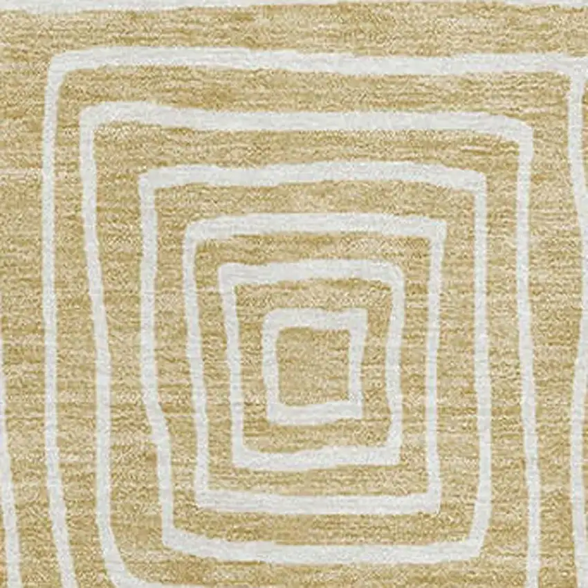 Wheat And Ivory Geometric Washable Area Rug With UV Protection Photo 2