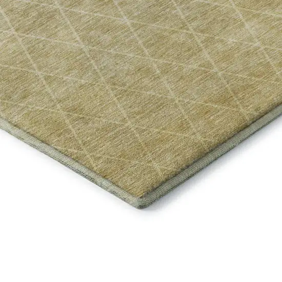Wheat And Ivory Geometric Washable Area Rug With UV Protection Photo 7