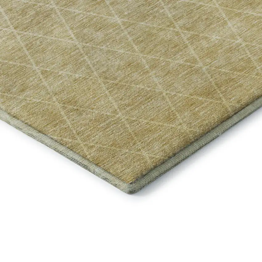 Wheat And Ivory Geometric Washable Area Rug With UV Protection Photo 7