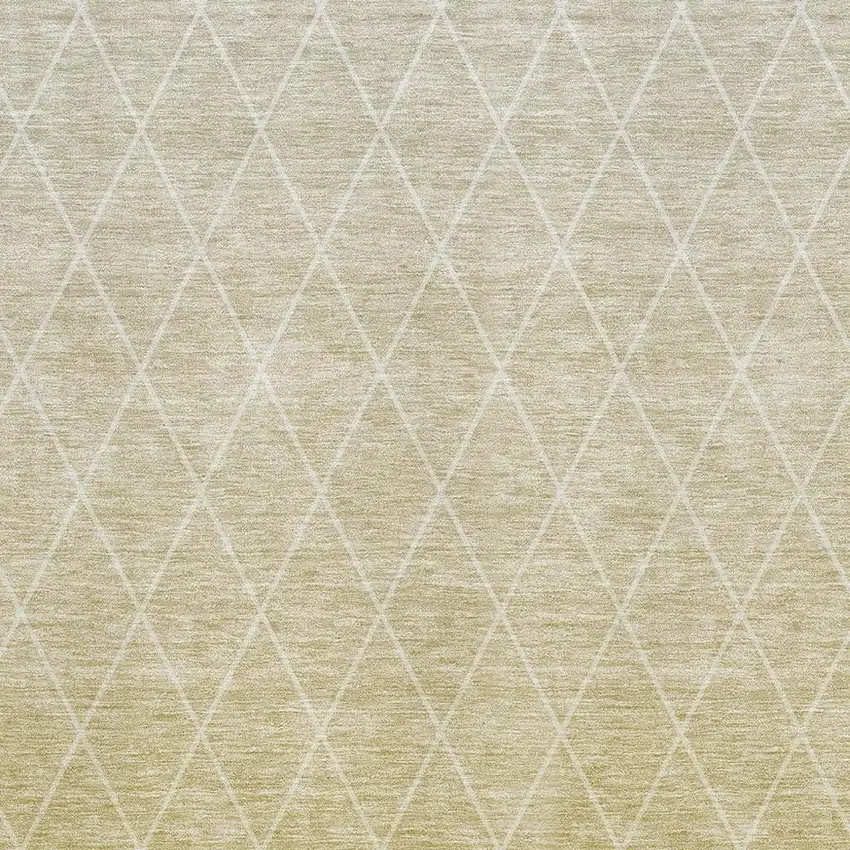 Wheat And Ivory Geometric Washable Area Rug With UV Protection Photo 2