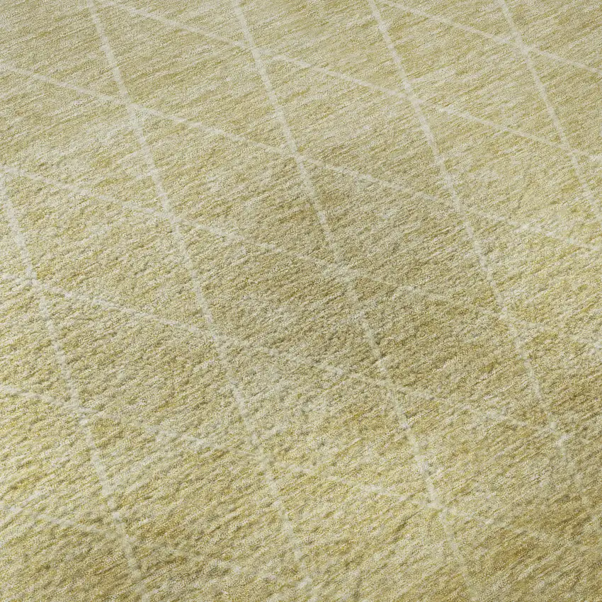 Wheat And Ivory Geometric Washable Area Rug With UV Protection Photo 9