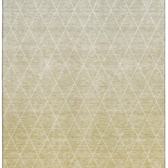 Wheat And Ivory Geometric Washable Area Rug With UV Protection Photo 2
