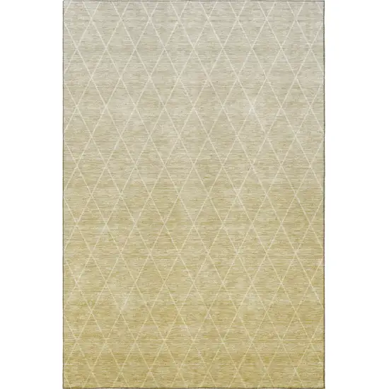 Wheat And Ivory Geometric Washable Area Rug With UV Protection Photo 4