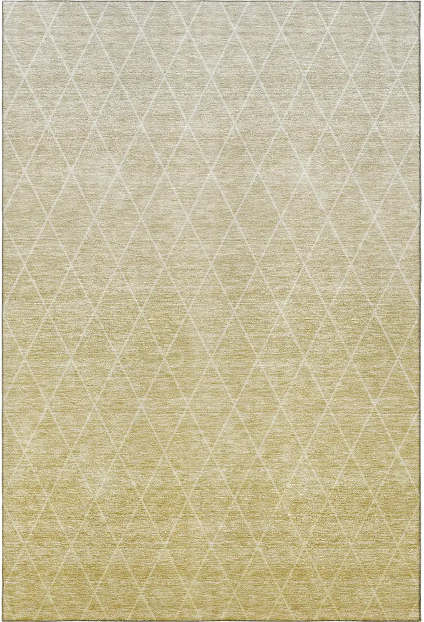 Wheat And Ivory Geometric Washable Area Rug With UV Protection Photo 4