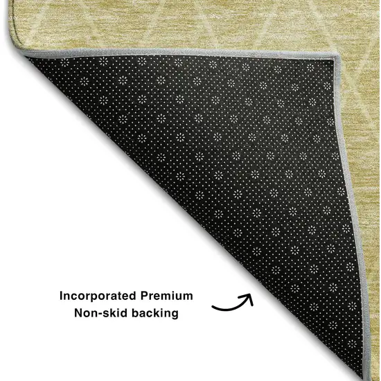 Wheat And Ivory Geometric Washable Area Rug With UV Protection Photo 6