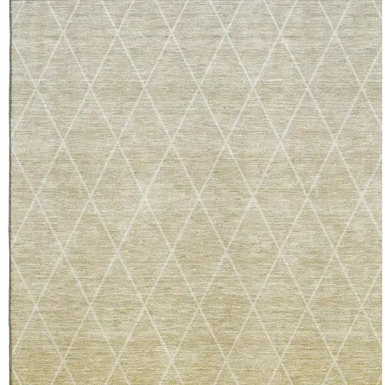 Wheat And Ivory Geometric Washable Area Rug With UV Protection Photo 2