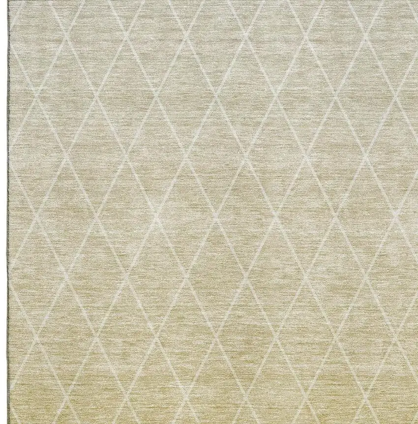 Wheat And Ivory Geometric Washable Area Rug With UV Protection Photo 2