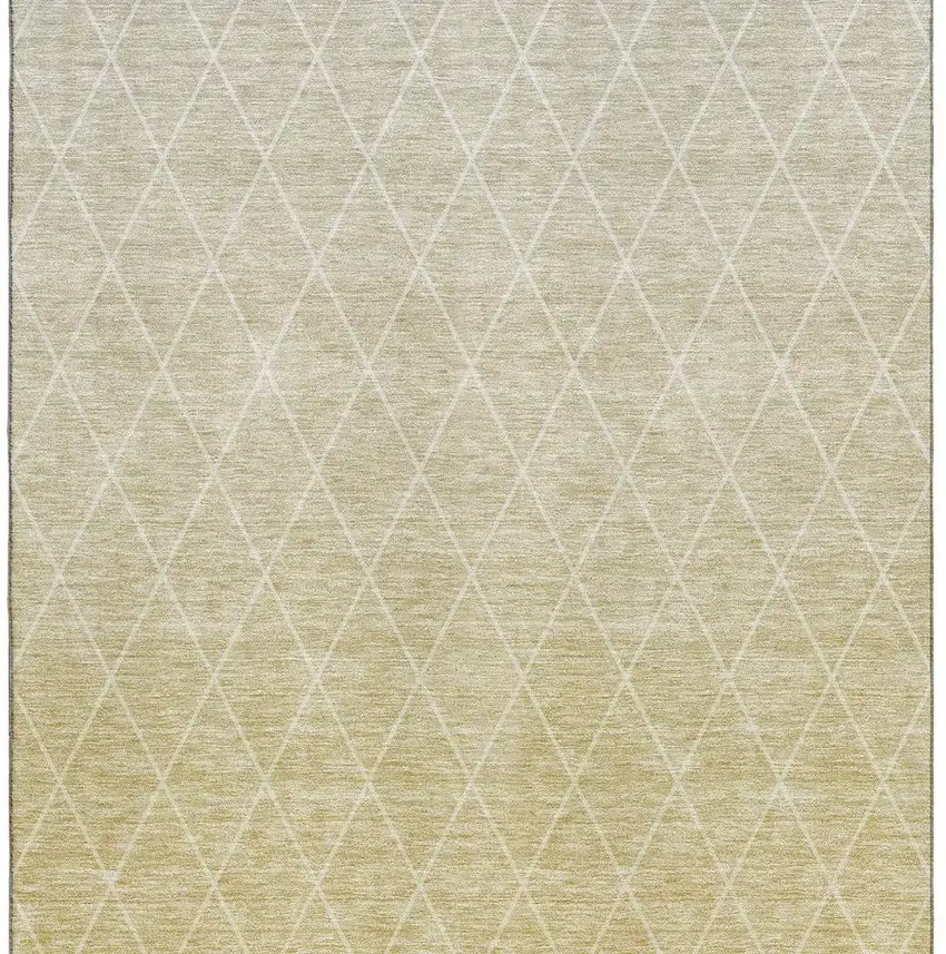 Wheat And Ivory Geometric Washable Area Rug With UV Protection Photo 3