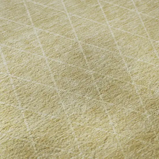 Wheat And Ivory Geometric Washable Area Rug With UV Protection Photo 9