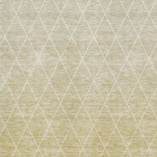Wheat And Ivory Geometric Washable Area Rug With UV Protection Photo 2