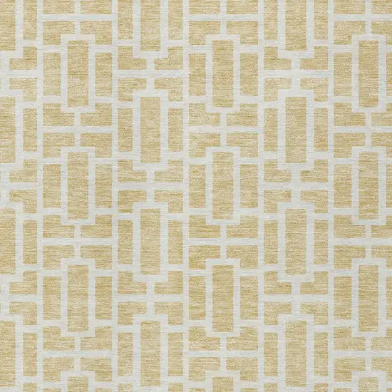Wheat And Ivory Geometric Washable Indoor Outdoor Area Rug Photo 6