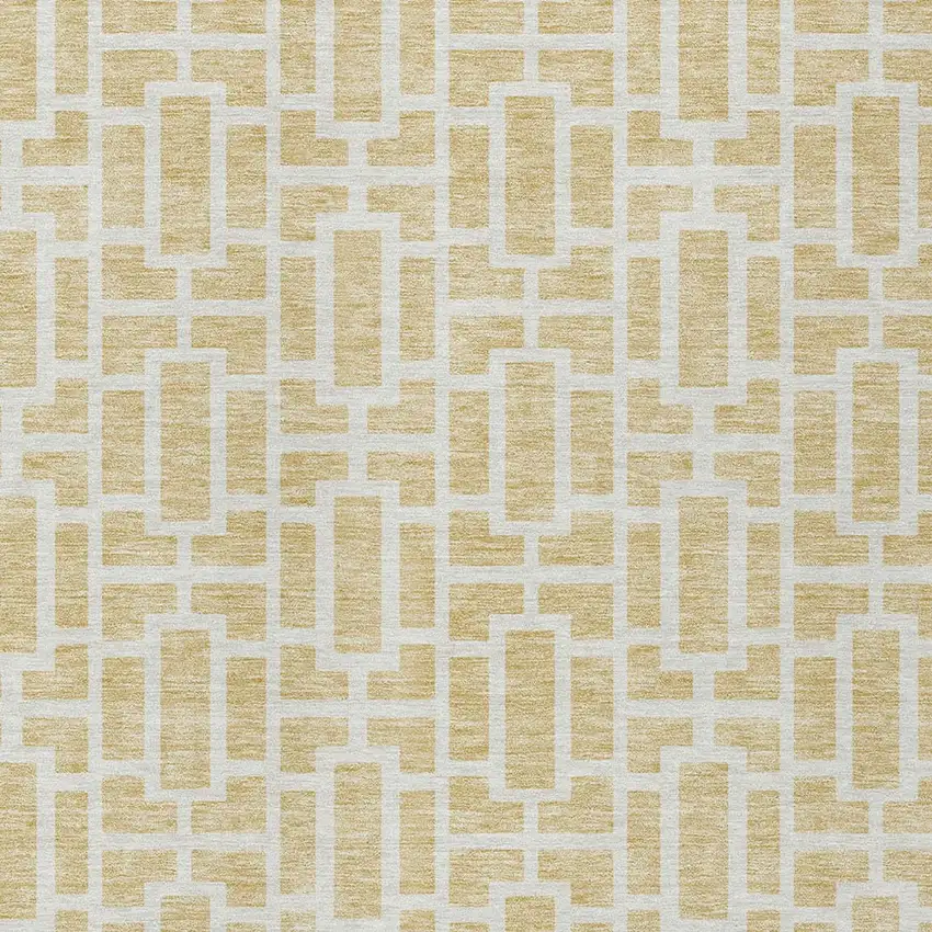 Wheat And Ivory Geometric Washable Indoor Outdoor Area Rug Photo 6