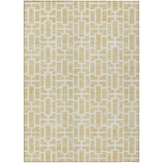 Wheat And Ivory Geometric Washable Indoor Outdoor Area Rug Photo 2