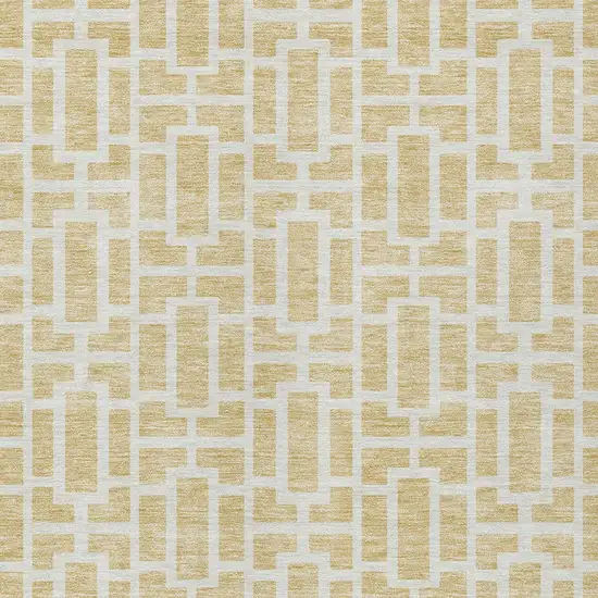 Wheat And Ivory Geometric Washable Indoor Outdoor Area Rug Photo 6