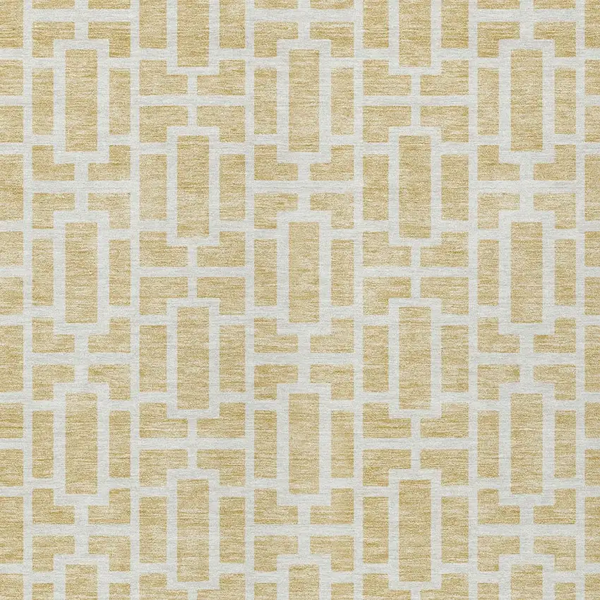 Wheat And Ivory Geometric Washable Indoor Outdoor Area Rug Photo 6