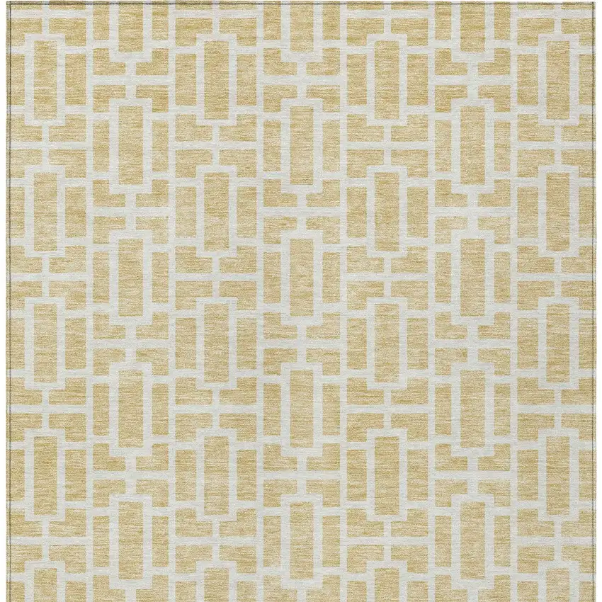 Wheat And Ivory Geometric Washable Indoor Outdoor Area Rug Photo 7
