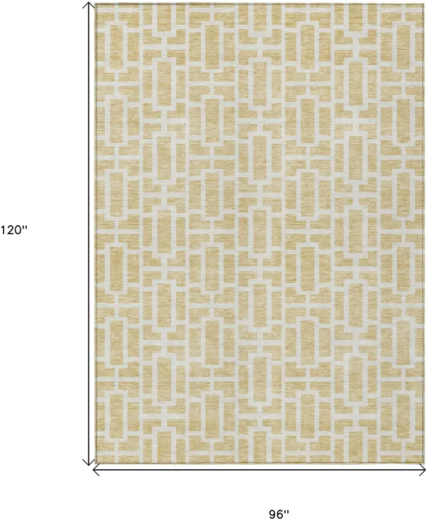 Wheat And Ivory Geometric Washable Indoor Outdoor Area Rug Photo 3