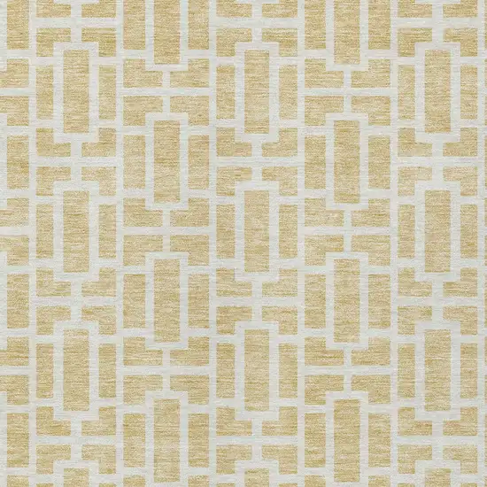 Wheat And Ivory Geometric Washable Indoor Outdoor Area Rug Photo 6