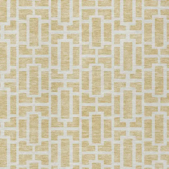 Wheat And Ivory Geometric Washable Indoor Outdoor Area Rug Photo 6