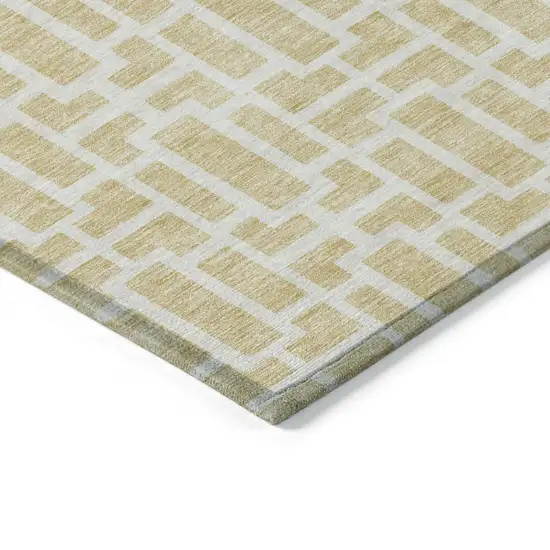Wheat And Ivory Geometric Washable Indoor Outdoor Area Rug Photo 5