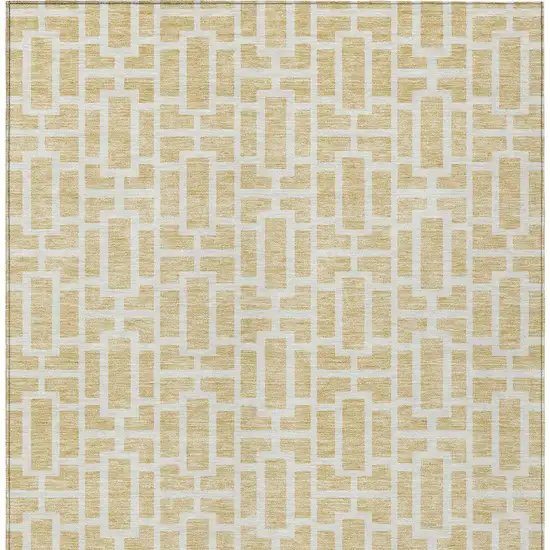 Wheat And Ivory Geometric Washable Indoor Outdoor Area Rug Photo 7