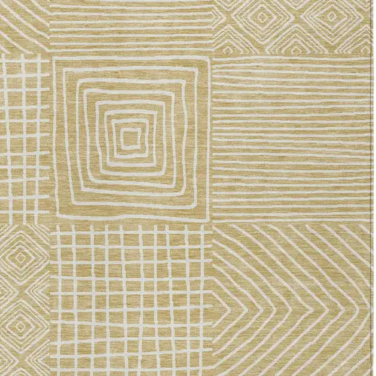 Wheat And Ivory Geometric Washable Indoor Outdoor Area Rug Photo 6