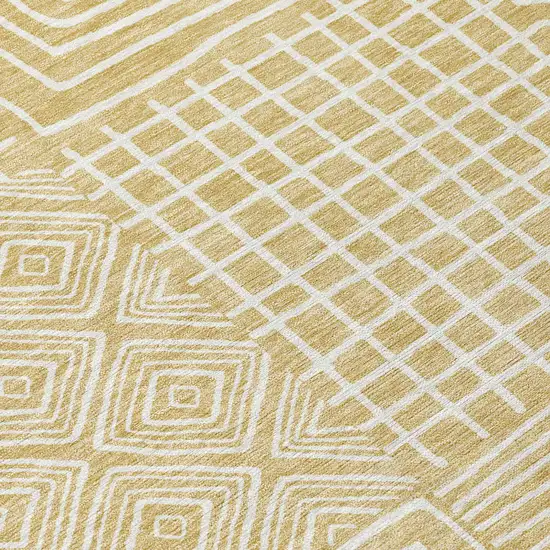 Wheat And Ivory Geometric Washable Indoor Outdoor Area Rug Photo 5