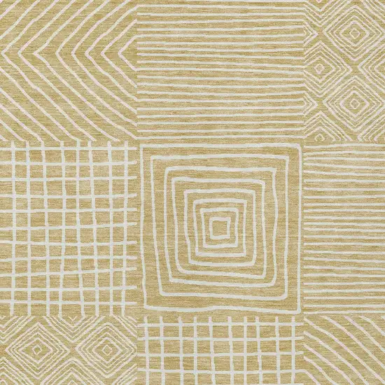Wheat And Ivory Geometric Washable Indoor Outdoor Area Rug Photo 6