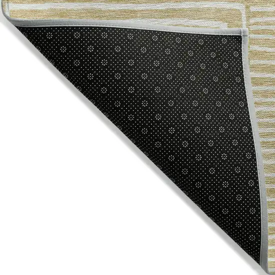 Wheat And Ivory Geometric Washable Indoor Outdoor Area Rug Photo 3