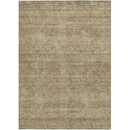 Wheat And Ivory Geometric Washable Indoor Outdoor Area Rug Photo 7