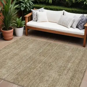 Photo of Wheat And Ivory Geometric Washable Indoor Outdoor Area Rug
