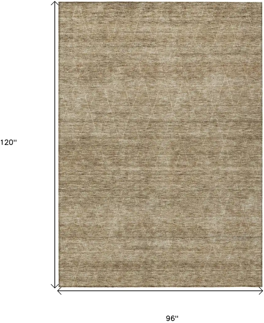 Wheat And Ivory Geometric Washable Indoor Outdoor Area Rug Photo 3