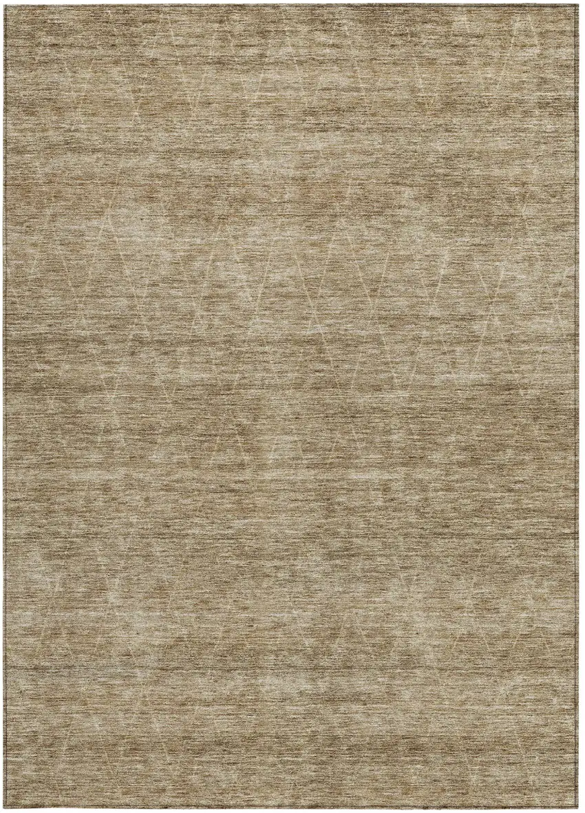 Wheat And Ivory Geometric Washable Indoor Outdoor Area Rug Photo 7