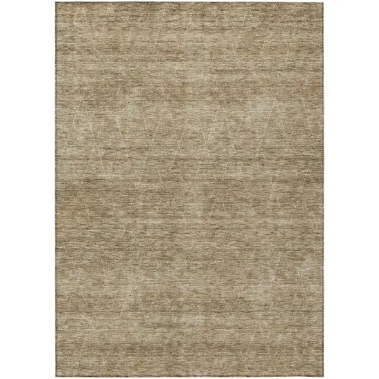 Wheat And Ivory Geometric Washable Indoor Outdoor Area Rug Photo 2