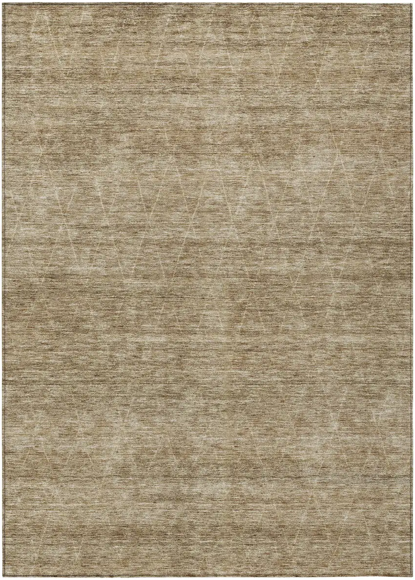 Wheat And Ivory Geometric Washable Indoor Outdoor Area Rug Photo 2