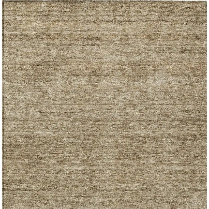 Wheat And Ivory Geometric Washable Indoor Outdoor Area Rug Photo 7