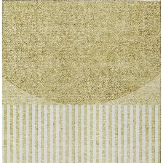 Wheat And Ivory Geometric Washable Indoor Outdoor Area Rug Photo 5